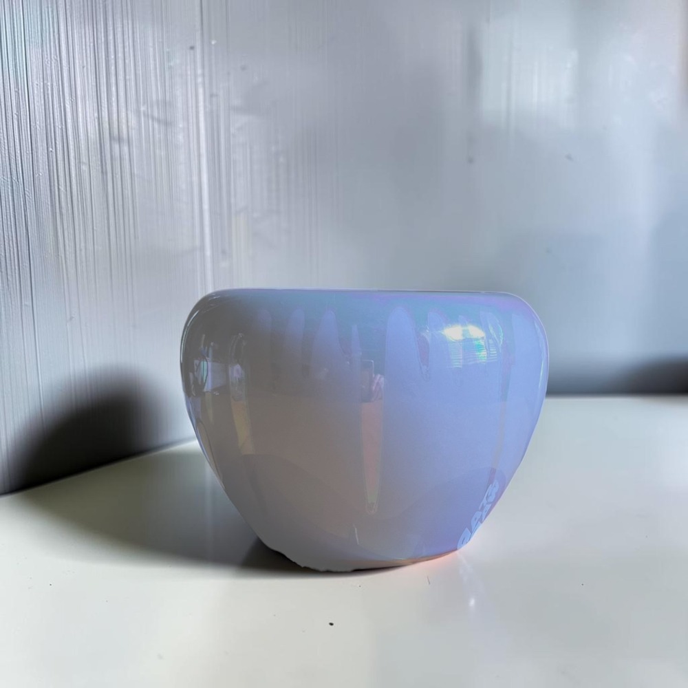 Pier 1 Iridescent Purple Ceramic Bowl Candle Vintage Lavender Luster New